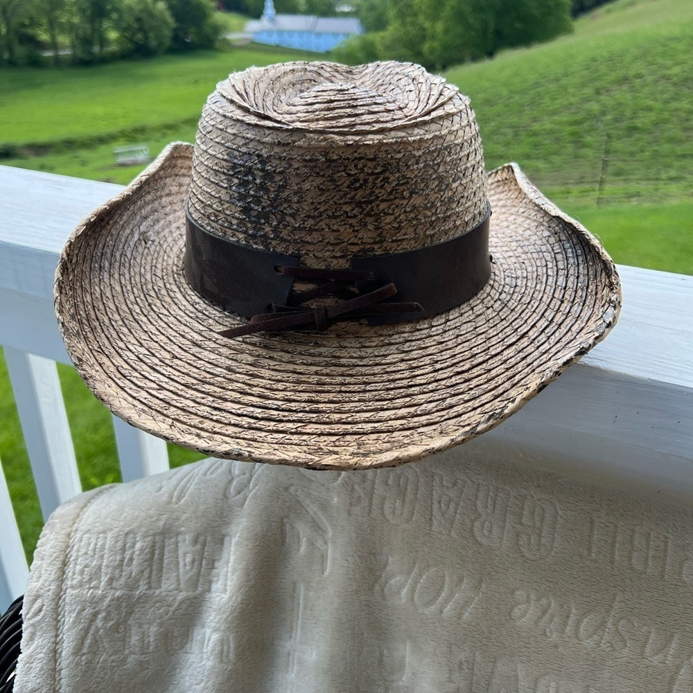 Brown Straw Cowboy Hat with Black Band - Picture 2 of 11